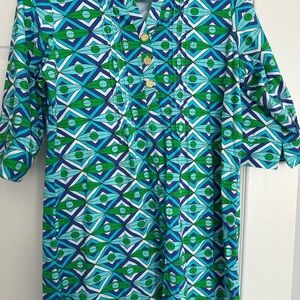 Tracy Negoshian Blue and Green Patterned Top